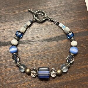 Blue and Silver Beaded Bracelet